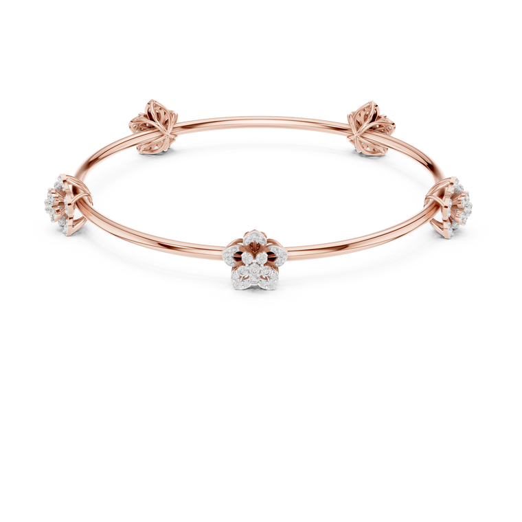 Floral Round Open Cuff Bangle Bracelet for Women - view 2