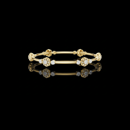 Floral Round Lab Diamond Openable Bangle Flower Cluster Bracelets for Women