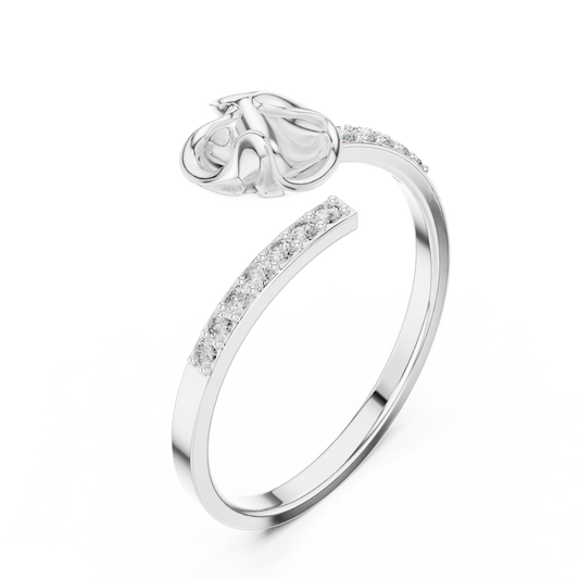 Open Heart Lab Diamond Bypass Ring with Pave Band - view 4
