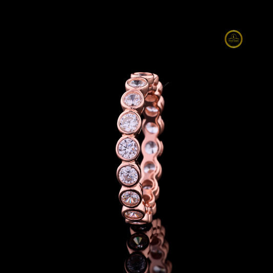 Round Moissanite Bezel Set Eternity Wedding Band Ring - view 2