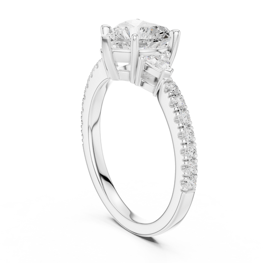 Heart Cut Moissanite Wedding Ring with Trillion Side Stones - view 4