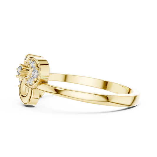 Infinity Round Cut Openwork Pave Gold Statement Ring - view 4