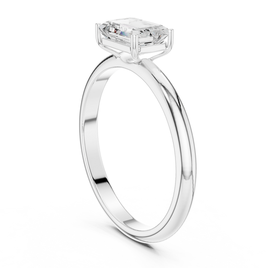 Emerald Cut Moissanite Solitaire Engagement Rings - view 4