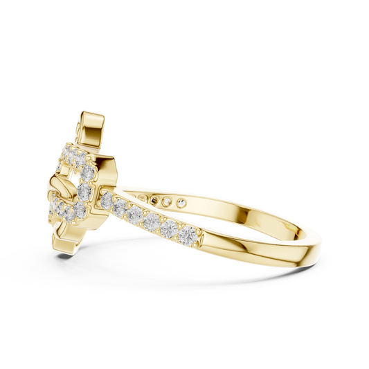Art Deco Round Cut Lab Diamond Link Delicate Ring For Women - view 4
