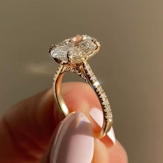 Oval Cut Moissanite Engagement Ring - view 3