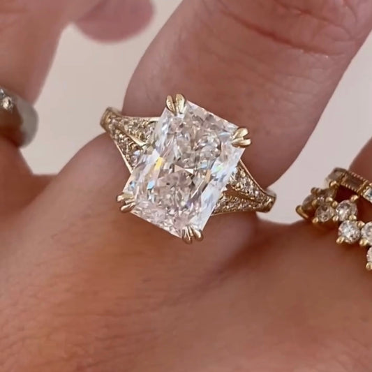 Radiant Cut Moissanite Filigree Vintage Ring - view 4