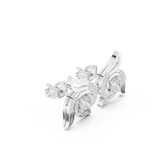 Signature Round Lab Diamond Winged Swirl Stud Earrings - view 4