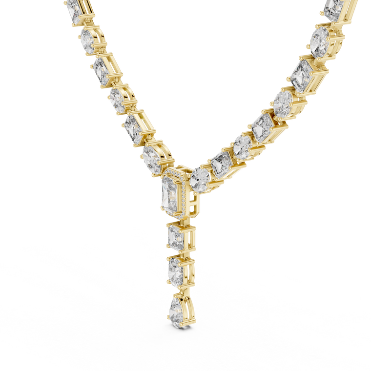 Mixed Cut Y Necklace with Pear Drop Pendant - view 2