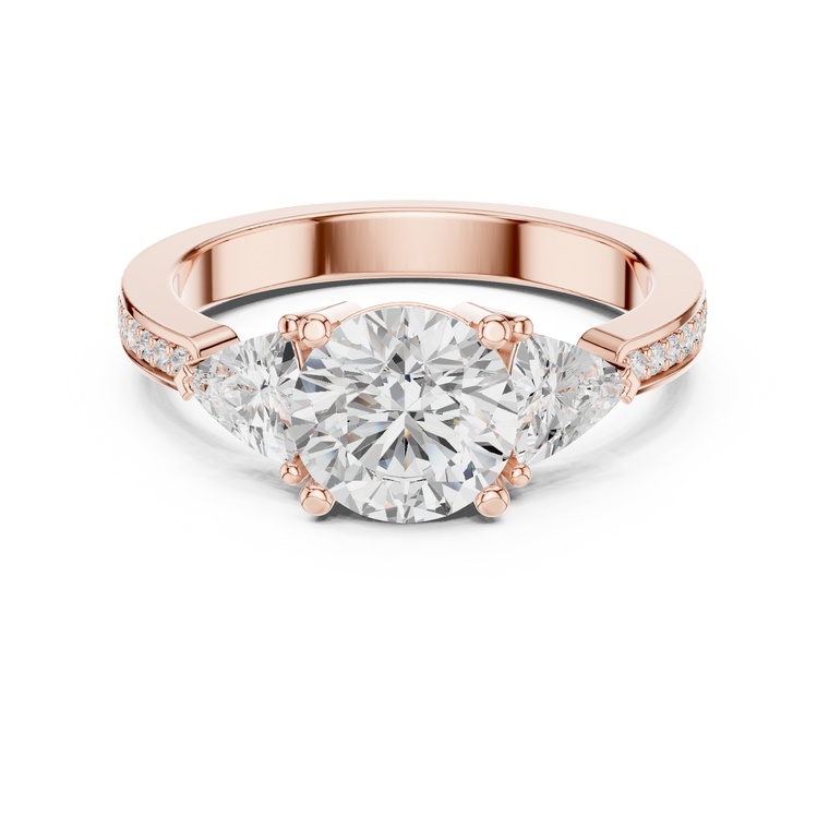 Round Lab Diamond Engagement Ring With Trillion Side Stone - view 2