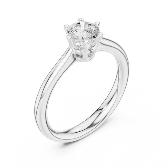 Round Cut Lab Diamond Delicate Solitaire Engagement Ring - view 4