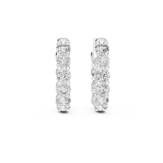 Inside Out Round Shared Prong Huggie Hoop Earrings - view 3
