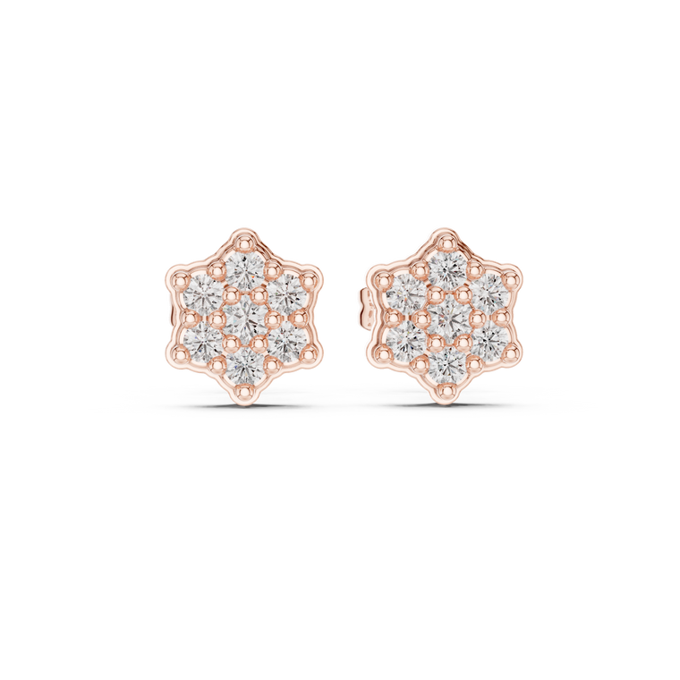 Celestial Star Round Cluster Studs with Scalloped Edges - view 2