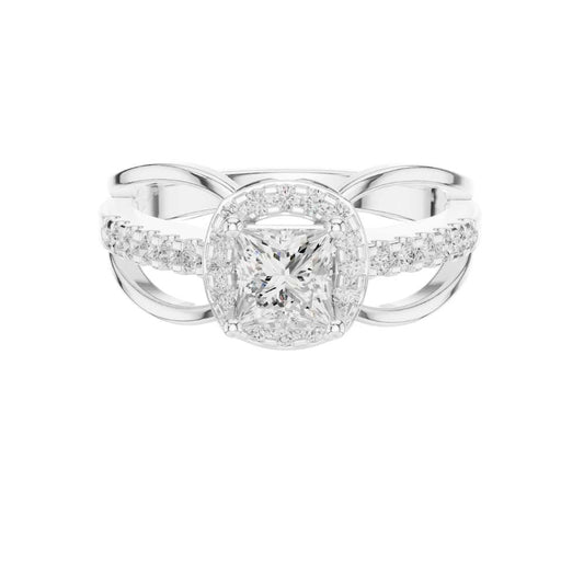 Princess Cut Split Shank Halo Lab Grown Diamond Ring - view 3