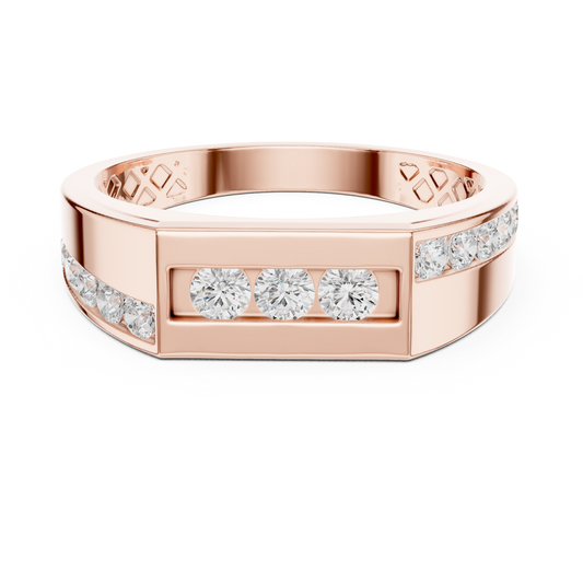 Round Cut Lab Brilliant Channel Set Diamond Wide Wedding Band Ring - view 2