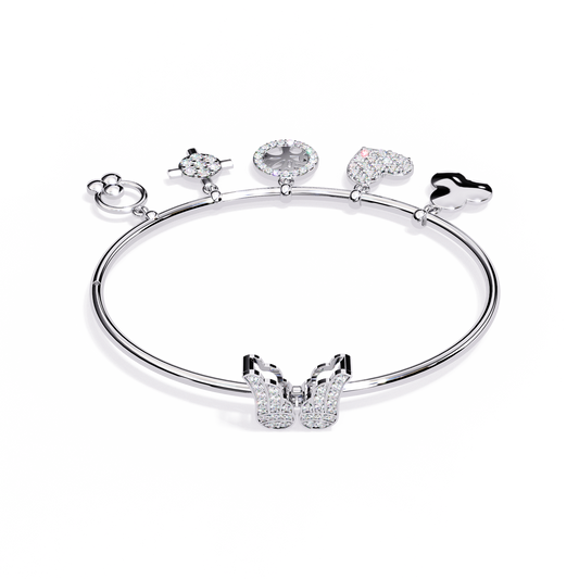 Round Charm Bangle Bracelet Heart & Symbol Charms - view 4