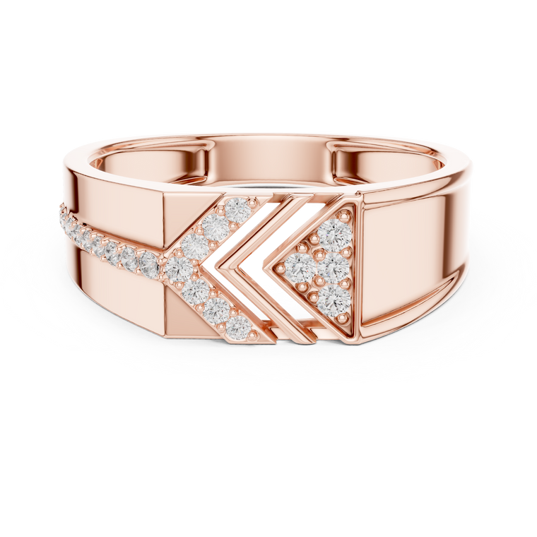 Round Cut Moissanite Men's Geometric Angular Cutout Statement Band - view 2