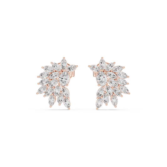 Floral Marquise Cut Leaf Cluster Stud Earrings - view 2