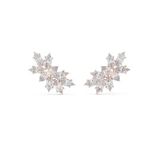 Marquise Cut Solitaire Stud Earrings Interlocking Loop Knot - view 2