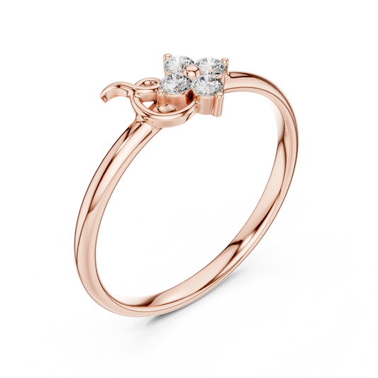 Round Floral Cluster Swirl Lab Promise Ring - view 3