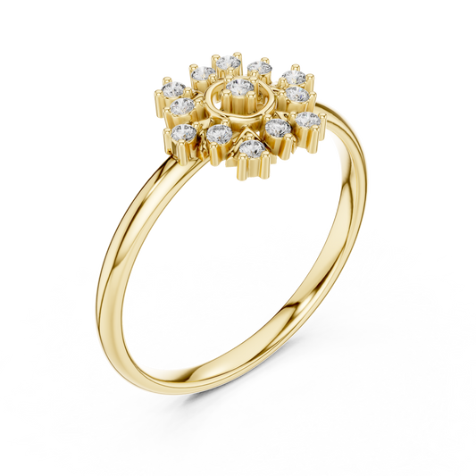 Round Moissanite Nature Inspired Cluster Ring - view 2
