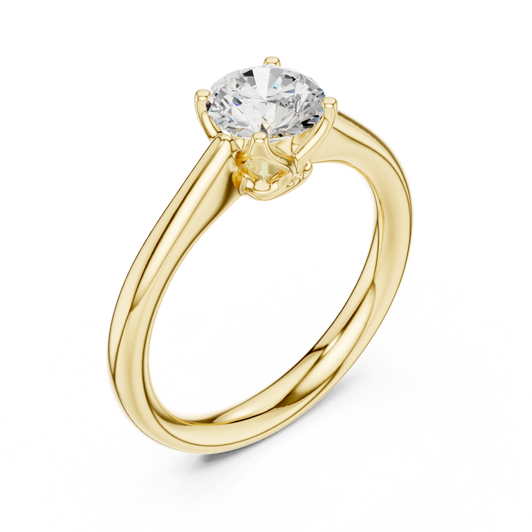 Round Cut Moissanite Solitaire Ring Four Prong Tulip Basket Setting - view 2