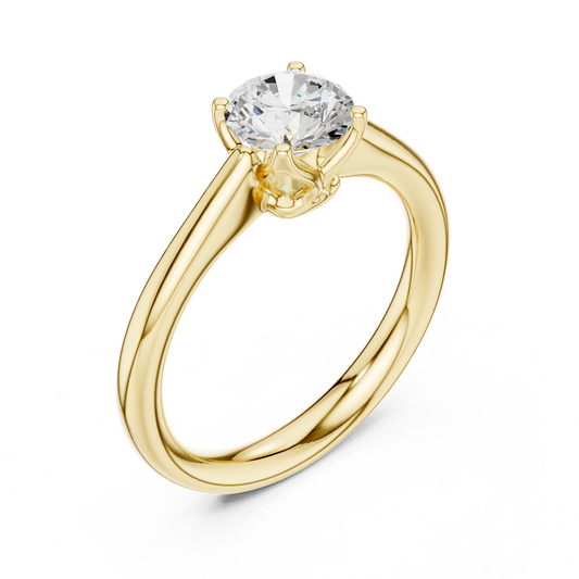 Round Cut Lab Diamond Solitaire Ring Four Prong Tulip Basket Setting - view 2