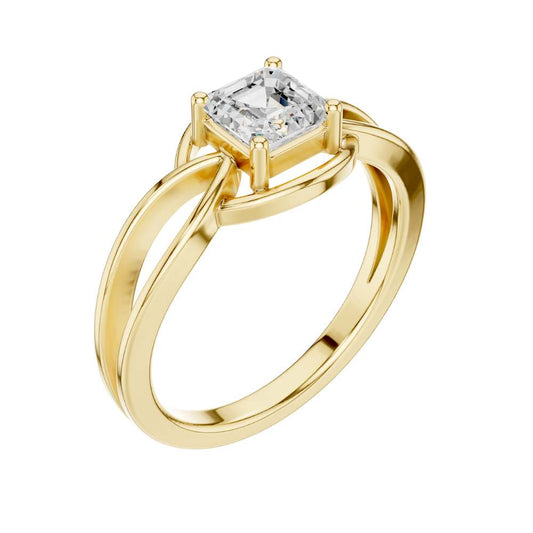 Asscher Cut Moissanite Infinity Twist Engagement Ring - view 4