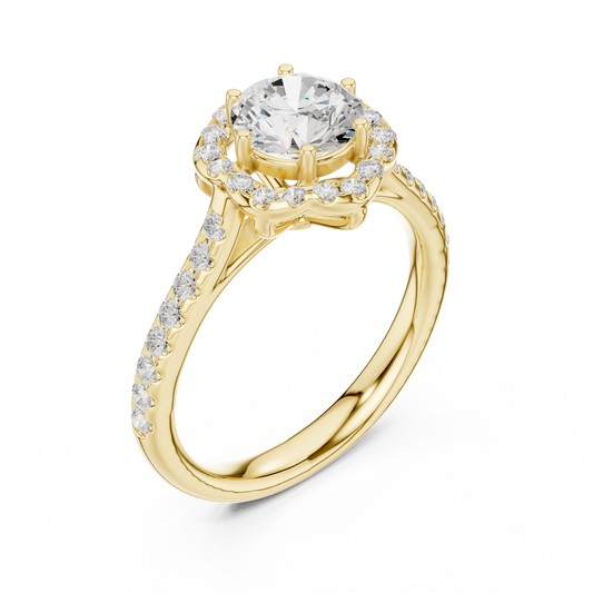 Round Floral Halo Moissanite Cluster Ring - view 4