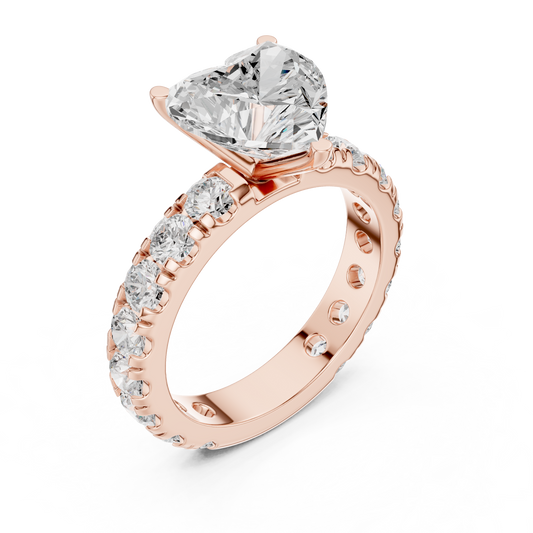 Heart Cut Moissanite Pave Solitaire Wedding Ring - view 3