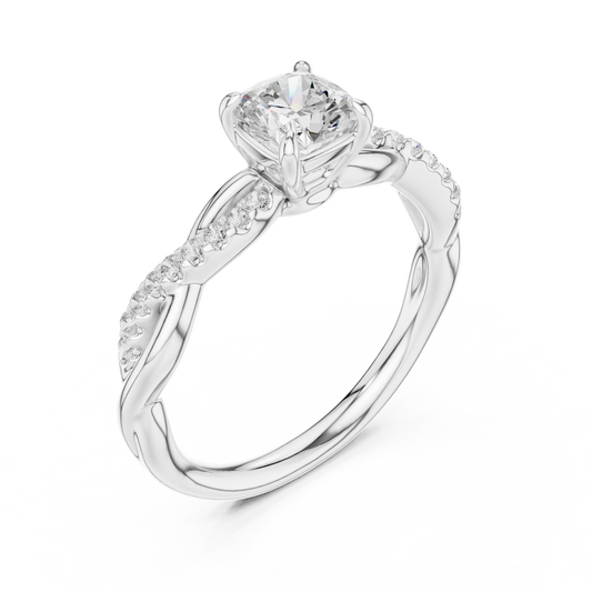 Cushion Cut Lab Diamond Twisted Pave Engagement Ring - view 4