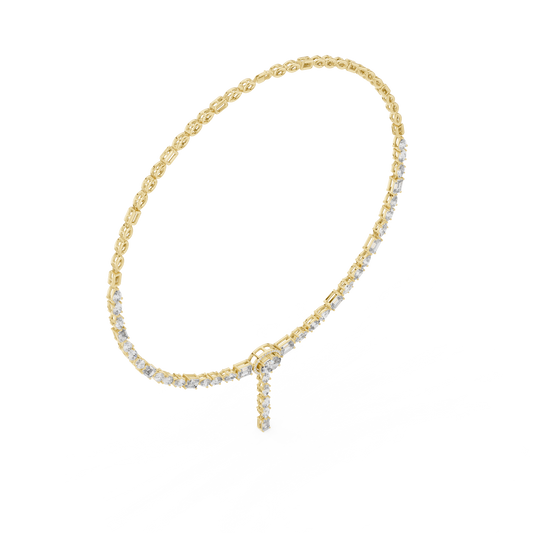 Halo Oval Y Necklace with Mixed Cut Drop Pendant - view 3