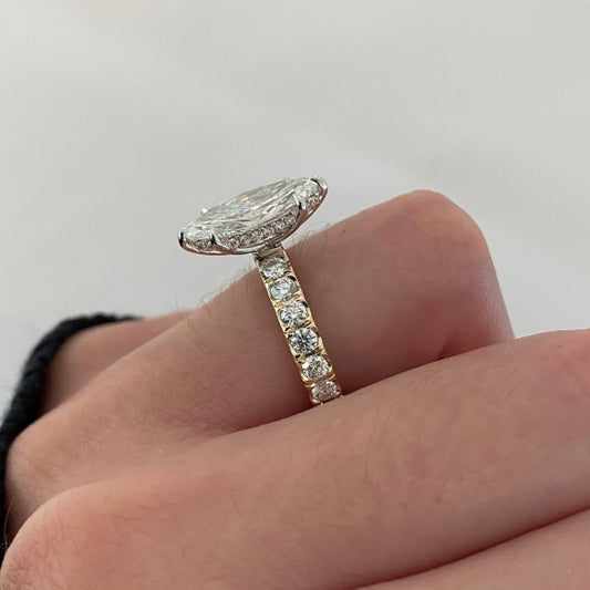 Pave Marquise Cut Lab Diamond Solitaire Engagement Ring - view 3