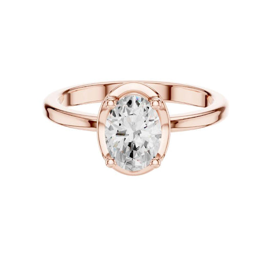 Bezel Set Oval Solitaire Engagement Ring - view 2