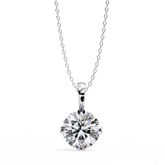 Round Solitaire Double Prong Pendant - view 4