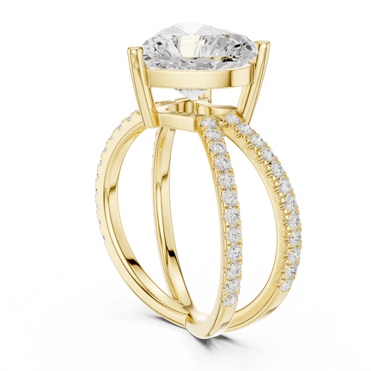 Heart Cut Moissanite Split Pave Shank Engagement Ring - view 3