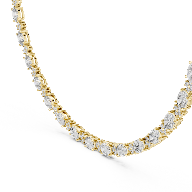 Oval Tennis Necklace with Round Accents - view 2