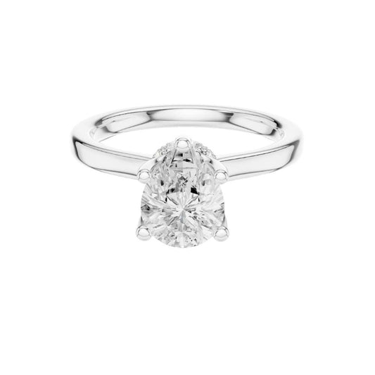 Pear Cut Lab Diamond Cathedral Solitaire Engagement Ring - view 3
