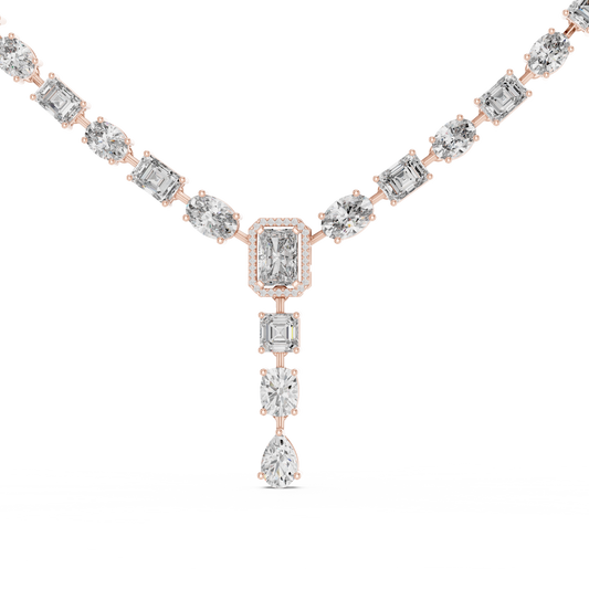 Mixed Cut Y Necklace with Pear Drop Pendant - view 4
