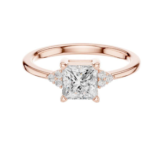 Princess Cut Lab Diamond Ring with Round Diamond Accent - view 2