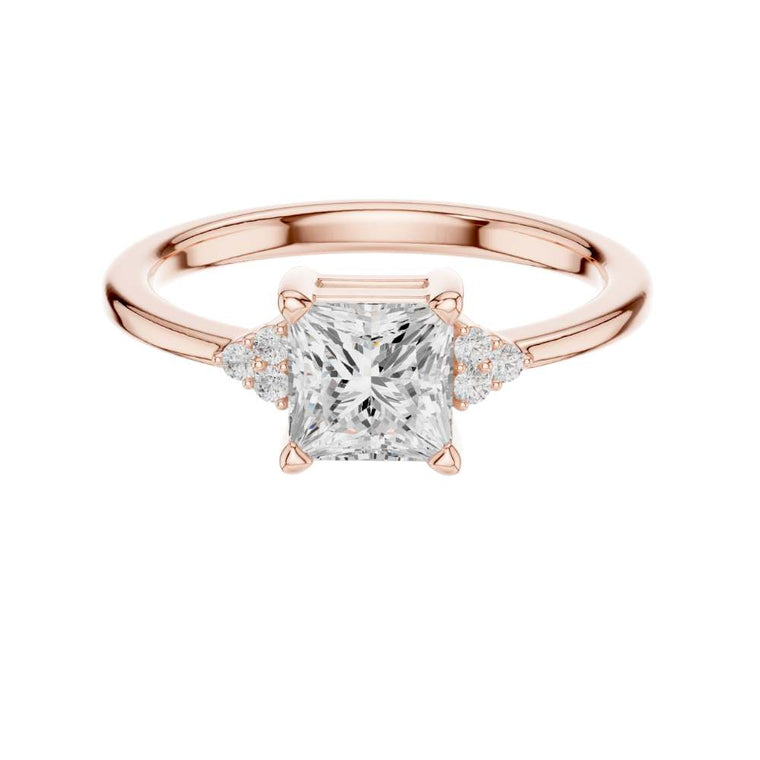 Princess Cut Moissanite Ring with Round Accent - view 2