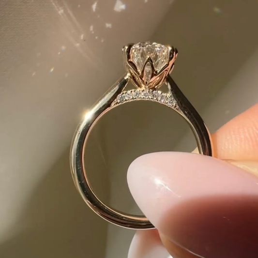 Double Prong Hidden Halo Cushion Cut Solitaire Ring - view 2