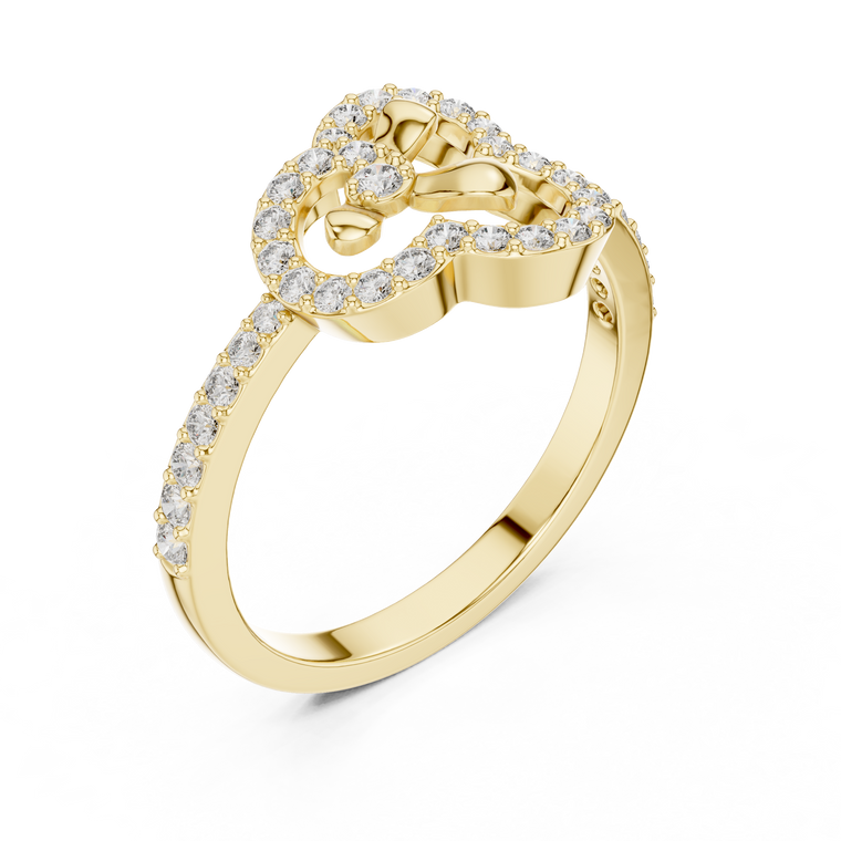 Clover Floral Lab Diamond Ring With Pave Band - view 2