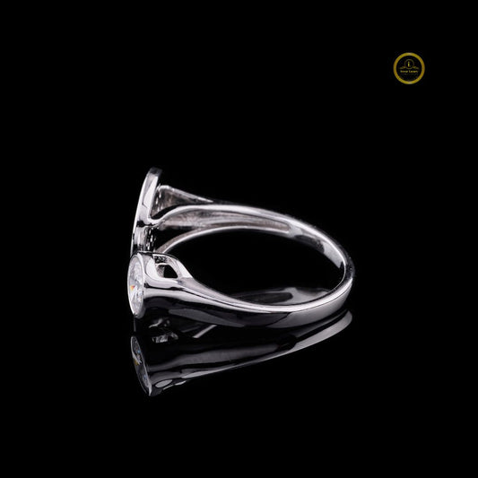 Floral Open Cuff Round Moissanite Anniversary Ring - view 4