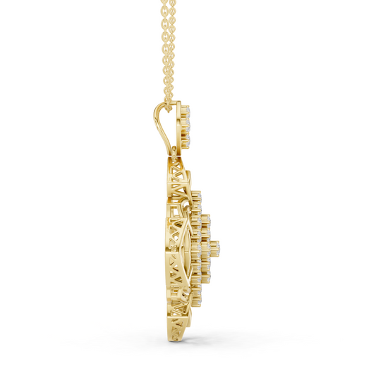 Round Floral Geometric Necklace - view 4