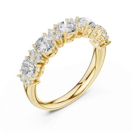 Round Lab Diamond Graduated Half Eternity Wedding Band - view 4