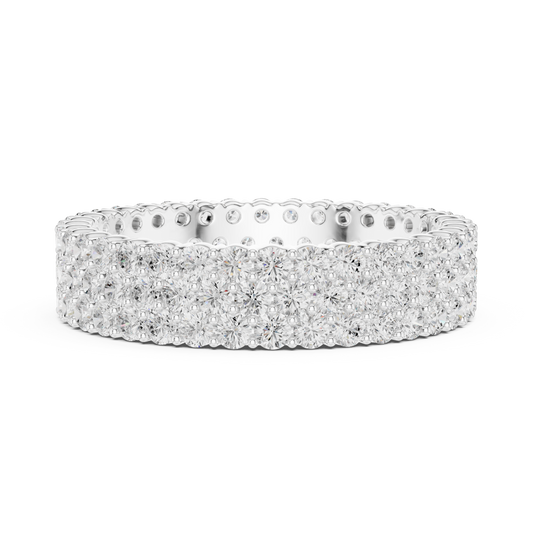 Round Cut Lab Diamond Micro Pave Eternity Band Ring - view 3