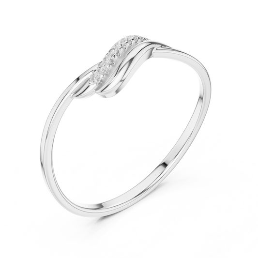 Minimal Crossover Lab Diamond Ring With Pave Twisted Band - view 4