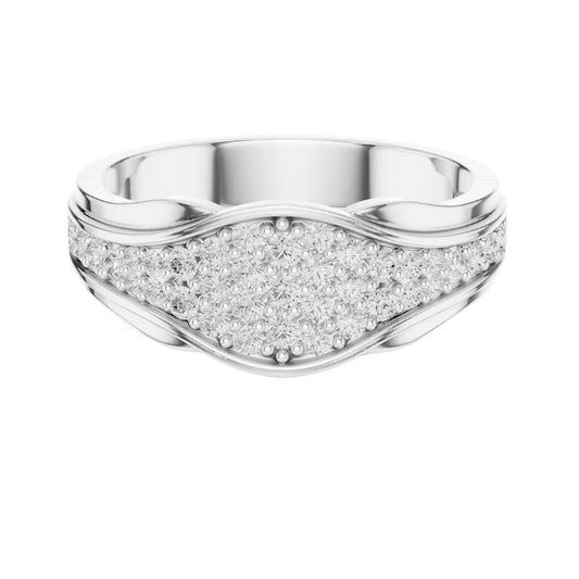 Round Cut Lab Grown Diamond Men's Curved Lattice Grid Pave Statement Band - view 3