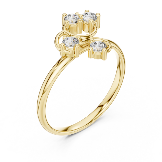 Round Moissanite Open Swirl Four Stone Ring - view 2