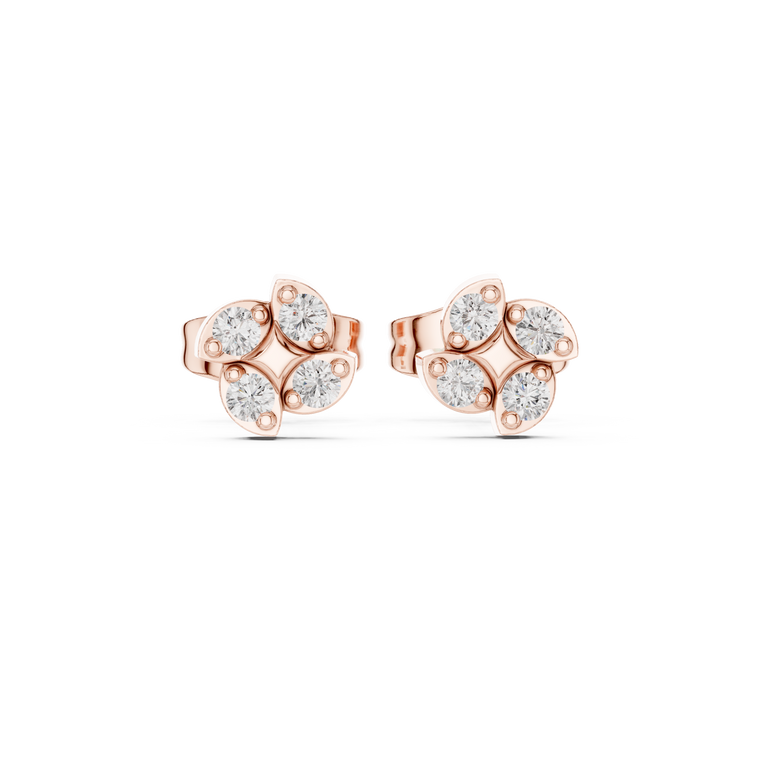 Soft Floral Geometry Petal Curve Round Stud Earrings - view 2